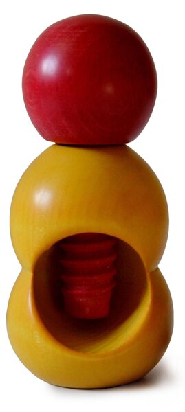 Rompinoce SFERA in legno di tiglio tornito a mano 5,5xh12 cm bicolor giallo rosso