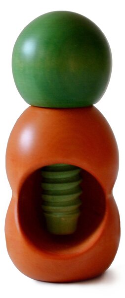 Rompinoce SFERA in legno di tiglio tornito a mano 5,5xh12 cm bicolor arancio verde