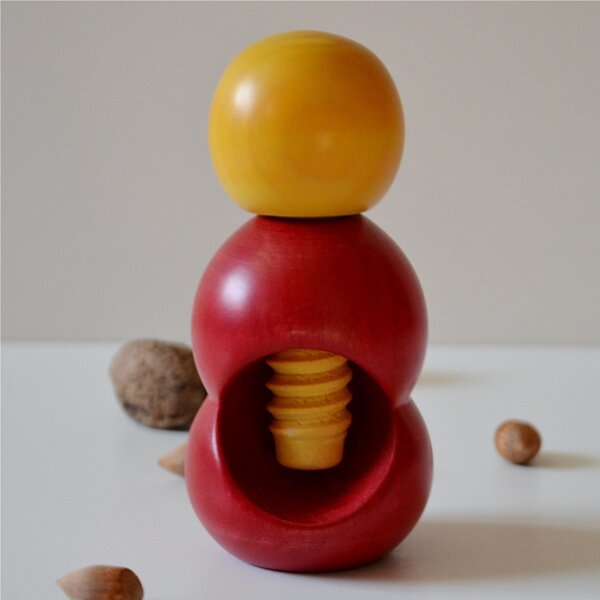 Rompinoce SFERA in legno di tiglio tornito a mano 5,5xh12 cm bicolor rosso giallo