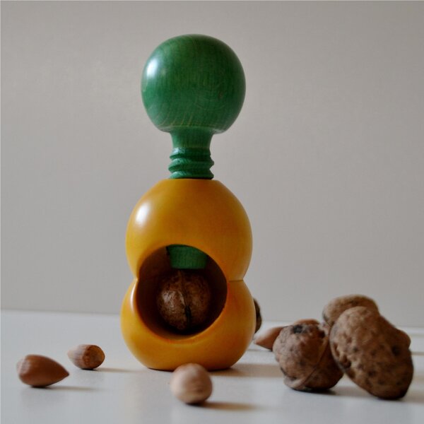 Rompinoce SFERA in legno di tiglio tornito a mano 5,5xh12 cm bicolor giallo verde