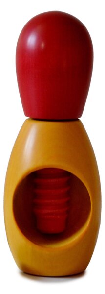 Rompinoce in legno di tiglio OLIVA tornito a mano 5,5xh12,5 cm bicolor Arancio rosso