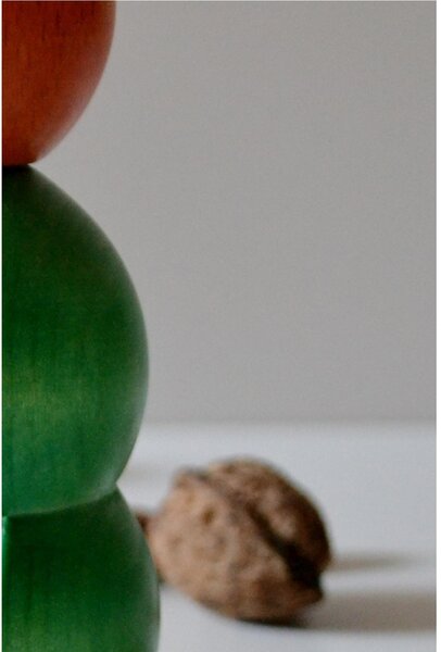 Rompinoce SFERA in legno di tiglio tornito a mano 5,5xh12 cm bicolor verde arancio
