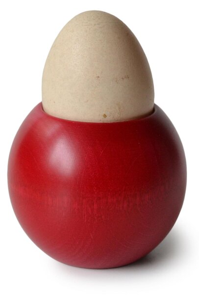 Porta Uovo in in legno di Tiglio Sfera 6,5xh6 cm set da 1 PEZZO in legno tornito di tiglio colore Rosso
