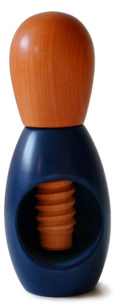 Rompinoce in legno di tiglio OLIVA tornito a mano 5,5xh12,5 cm bicolor Blu Arancio