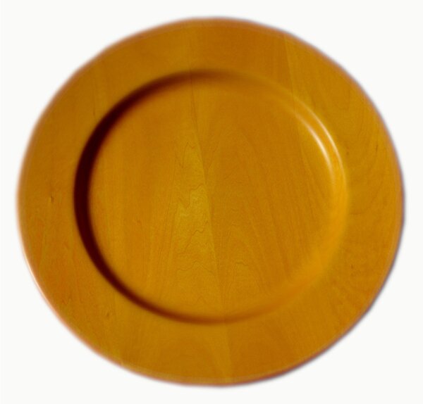 Sottopiatto in legno massello � 32xh 3,2cm con legno massello di tiglio , il piatto � lavorato e tornito singolarmente a mano giallo