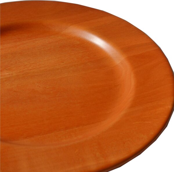 Sottopiatto in legno massello � 32xh 3,2cm con legno massello di tiglio , il piatto � lavorato e tornito singolarmente a mano colore Arancio