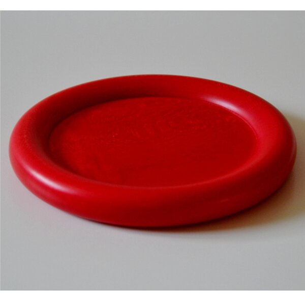 Sottobottiglia in legno di tiglio tornito a mano diametro 13xh1,5 cm Pu� essere usato anche come piattino per il pane colore rosso