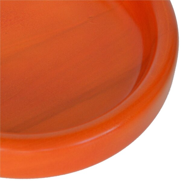 Ciotola in legno massello tornita a mano Medio � 34xh 6 cm per centrotavola portafrutta o vassoio colore Arancio