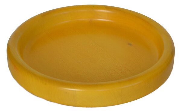 Ciotola in legno massello tornita a mano Medio � 34xh 6 cm per centrotavola portafrutta o vassoio colore Giallo
