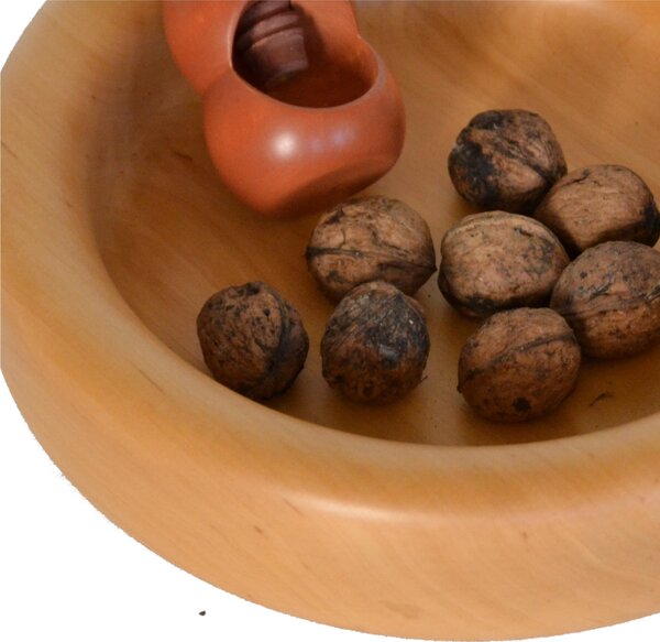 Ciotola, svuotatasche in legno massello tornita a mano Piccolo � 26xh 6 cm per centrotavola portafrutta o vassoio colore Naturale