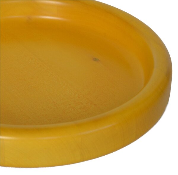 Ciotola in legno massello tornita a mano Medio � 34xh 6 cm per centrotavola portafrutta o vassoio colore Giallo