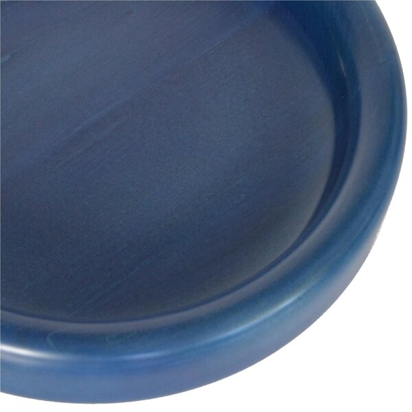 Ciotola in legno massello tornita a mano Medio � 34xh 6 cm per centrotavola portafrutta o vassoio colore Blu