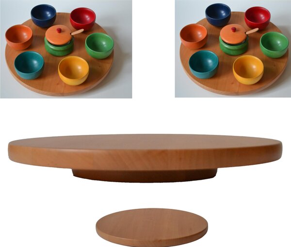 Piatto Girevole in legno massello , LAZY SUSAN diametro 42xh 5 cm colore legno naturale