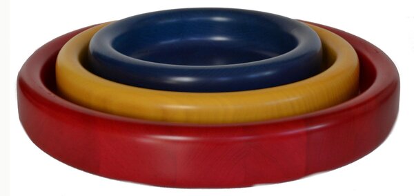 Ciotola in legno massello tornita a mano Big � 42xh 6 cm per centrotavola portafrutta o vassoio colore Rosso