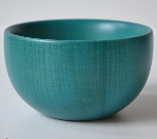 Ciotolina tornita a mano in legno massello � 10xh 06 cm per macedonia , gelato , pinzimonio , aperitivi azzurro