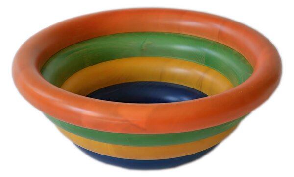 Insalatiera Fruttiera Arena Multicolor Diametro 34xh 12 cm con legno di ontano , ogni anello lavorato e tornito singolarmente a mano colore legno multicolor Arancio