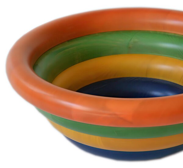 Insalatiera Fruttiera Arena Multicolor Diametro 34xh 12 cm con legno di ontano , ogni anello lavorato e tornito singolarmente a mano colore legno multicolor Arancio