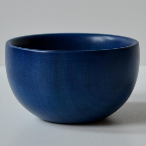 Ciotolina tornita a mano in legno massello � 10xh 06 cm per macedonia , gelato , pinzimonio , aperitivi Blu