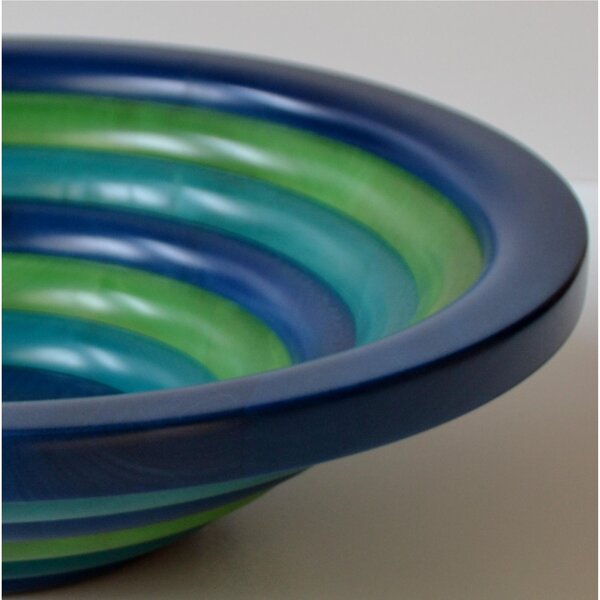 Centrotavola Fruttiera, Insalatiera ARENA � 42xh 12 cm con legno massello di tiglio , ogni anello lavorato e tornito singolarmente a mano multicolor