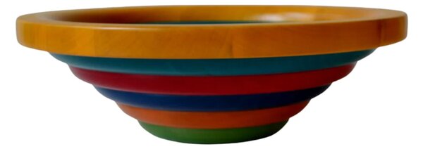Centrotavola Fruttiera, Insalatiera ARENA Diametro 34xh 11,5 cm con legno massello di tiglio , ogni anello lavorato e tornito singolarmente a mano multicolor
