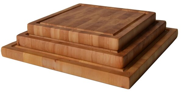 Tagliere Quadrato in legno di ontano lavorazione tassellata 24x24xh2,5 cm adatto per tagliare e servire con eleganza: arrosti, salumi