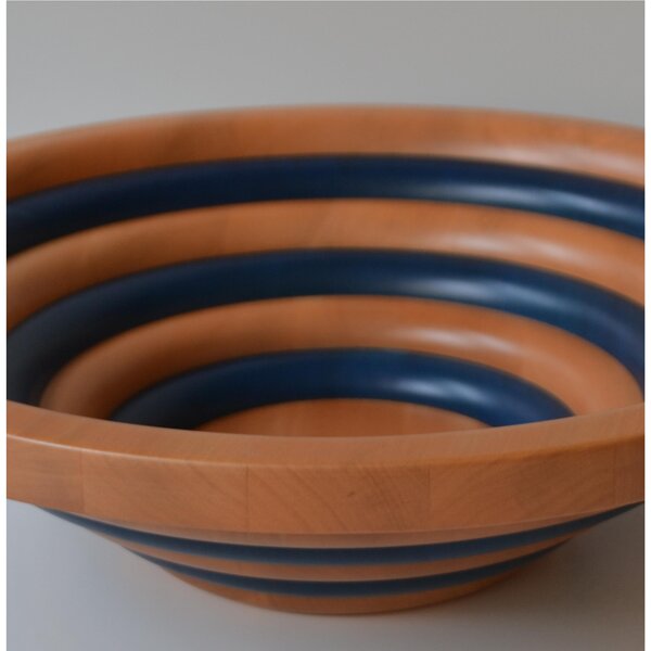 Centrotavola Fruttiera, Insalatiera ARENA Bicolor � 42xh 12 cm con legno massello di tiglio , ogni anello lavorato e tornito singolarmente a mano multicolor
