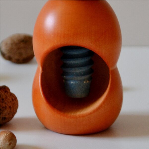Rompinoce SFERA in legno di tiglio tornito a mano 5,5xh12 cm bicolor arancio azzurro