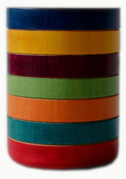 Portapenne, Portamatite cilindrico in legno tornito diametro 8,2xh11 cm colore multicolor