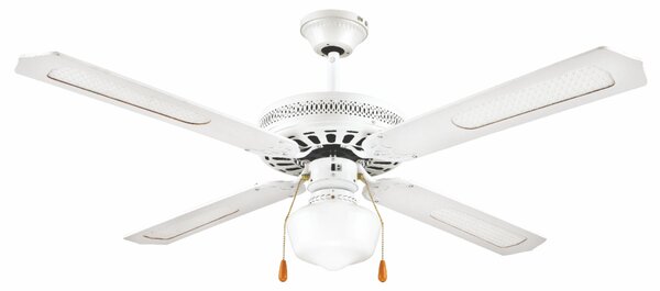 VENTILATORE SOFFITTO 4 PALE D130CM 60W BIAN WINDY in Acciaio - legno Bianco, dimensioni 130x130x H 30 cm