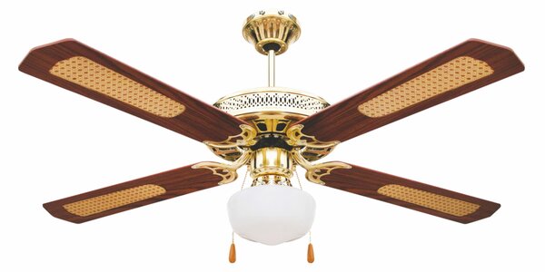VENTILATORE SOFFITTO 4 PALE D130CM 60W MARR WINDY in Acciaio - legno Marrone, dimensioni 130x130x H 30 cm