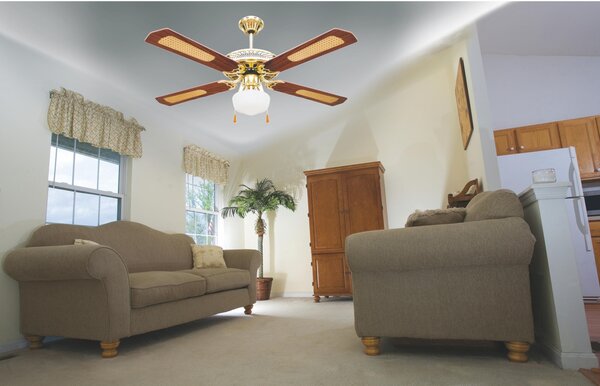 VENTILATORE SOFFITTO 4 PALE D130CM 60W MARR WINDY in Acciaio - legno Marrone, dimensioni 130x130x H 30 cm