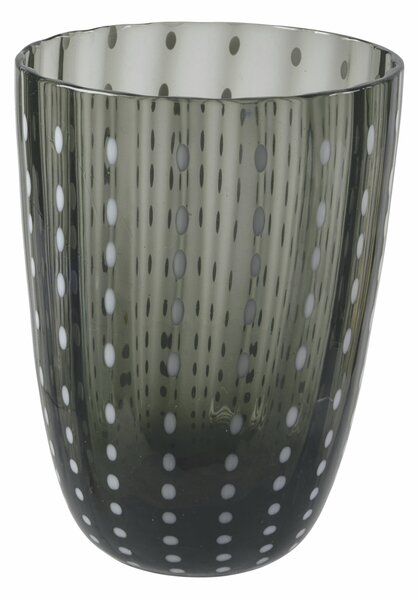 Set 6 BICCHIERI ACQUA Kalahari in Vetro Grigio - Bianco, diametro 8.5 x altezza 11 cm, capacit� 300 ml