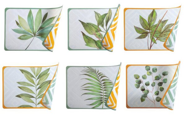 Tovaglietta rettangolare Oriental Botanique set 6 pezzi in Plastica Assortito decori Tropicali, dimensioni 45x30x H 0.5 cm