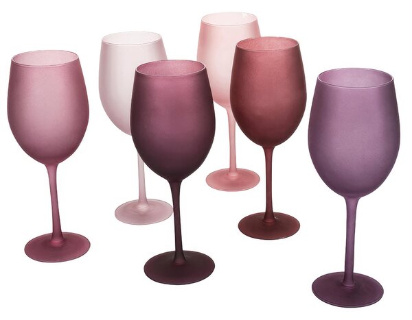 Calici ACQUA/bibita Set 6 in Vetro Effetto Frosted Happy Hour Provence Multicolor, 600 ML diametro 8,5x h24 cm Color Chocolate