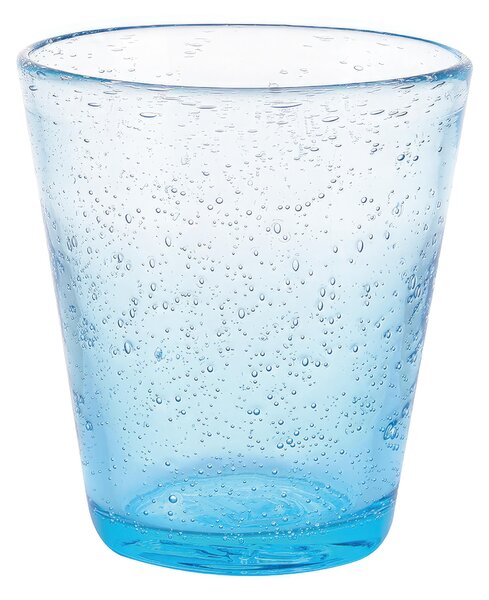 Bicchieri ACQUA set 6 in Pasta di Vetro CANCUN SATIN Decoro finemente lavorato , diametro 8 x h 10 cm 330 Ml colore Azzurro