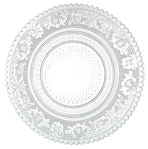 Piattini da frutta in Vetro Imperiale decoro a rilievo, set 6 pezzi diametro 14,5x h 2 cm