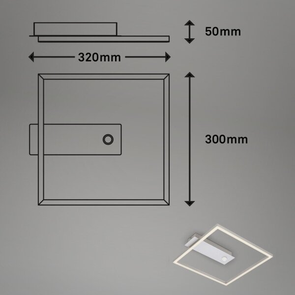 Briloner - Plafoniera LED con sensore FRAME LED/14W/230V 3000K 30x32 cm cromo satinato