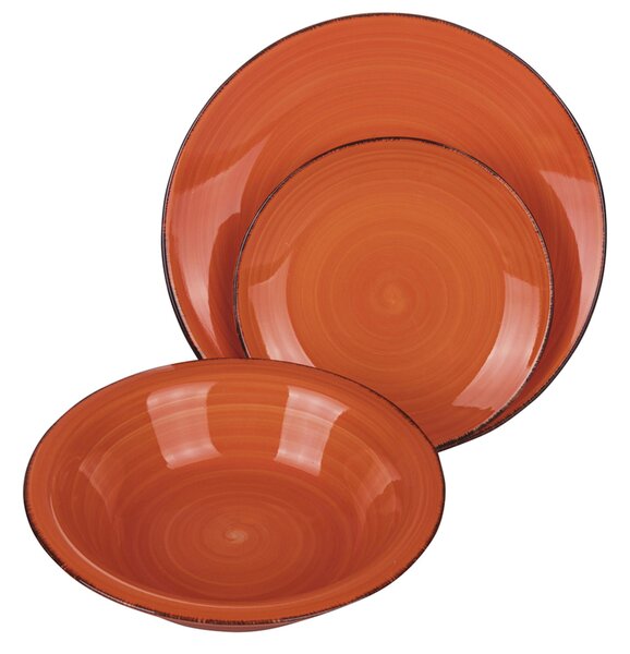 Servizio Piatti Set 6 posti tavola 18 pezzi LInea BAITA , in GRES 6 posti tavola colori diversi in confezione serigrafata adatto alla lavastoviglie