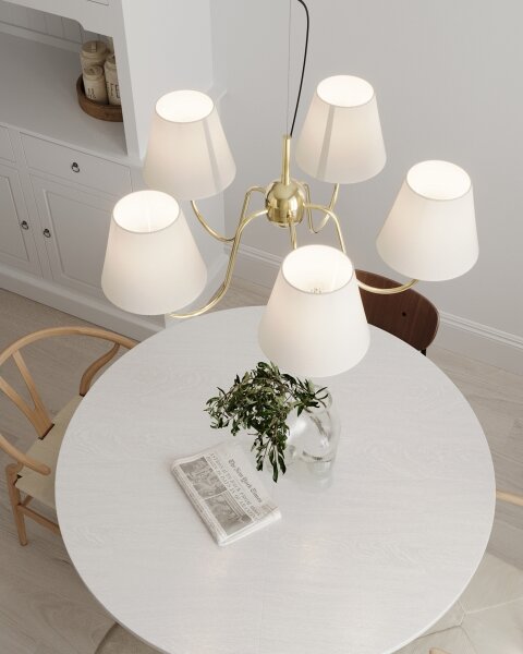 ByRydens 4202720-6509 - Lampadario sospeso su cavo LYNF 5xE14/8W/230V ottone/bianco