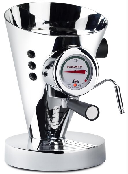 Macchina da caff� DIVA Bugatti in acciaio inox 24x24x 36.5 cm -Peso 9,5 kg, 0,8 Litri per caff� macinato e in polvere Prodotta interamente in Italia con Garanzia Italiana