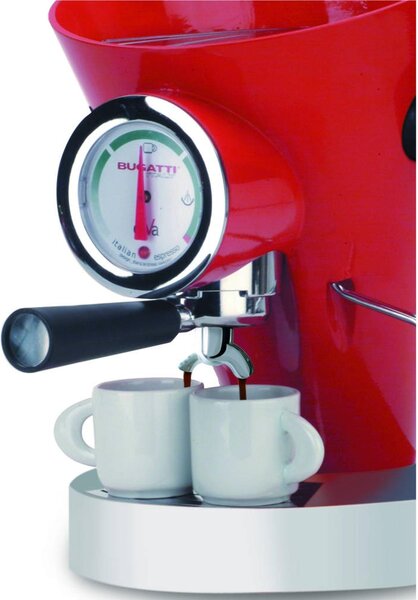 Macchina da caff� DIVA Bugatti in acciaio inox 24x24x 36.5 cm -Peso 9,5 kg, 0,8 Litri per caff� macinato e in polvere Prodotta interamente in Italia con Garanzia Italiana Rosso
