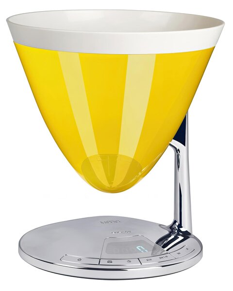Bilancia da cucina portata massima 3 kg Bugatti Modello UMA Diametro 22xh 24 cm Funzione Bilancia e Timer ciotola removibile colore Giallo