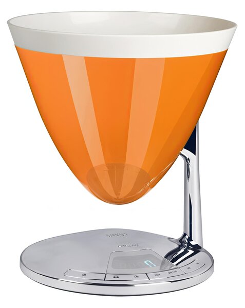 Bilancia da cucina portata massima 3 kg Bugatti Modello UMA Diametro 22xh 24 cm Funzione Bilancia e Timer ciotola removibile colore Arancio