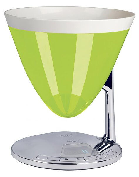 Bilancia da cucina portata massima 3 kg Bugatti Modello UMA Diametro 22xh 24 cm Funzione Bilancia e Timer ciotola removibile colore Verde Mela