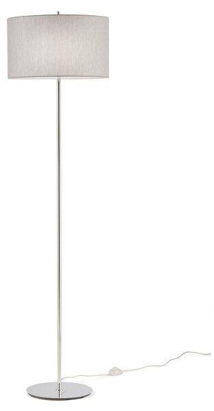 Lume da TERRA Struttura in acciaio lucido FASHION Dimensioni 48xh 178 cm - 9,5 kg Paralume in Tessuto grigio chiaro � 45 x h 26 cm