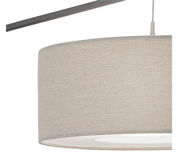 Lampada piantana da Terra Struttura in acciaio verniciato antracite DOMINO Dimensioni 190xh 220 cm - 21,5 kg Paralume Colore tessuto chiaro