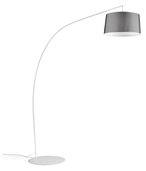 Lampada piantana da TERRA Struttura in acciaio verniciato Bianco THAI Dimensioni 205xh 220 cm - 18,5 kg Paralume in Micro rete nera � 25 x h 42 cm