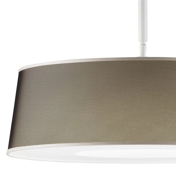Lampada piantana da TERRA Struttura in acciaio verniciato Bianco TALLIN Dimensioni 135xh 208 cm - 12,5 kg Paralume in Tessuto Microrete nera � 50 x h 19cm