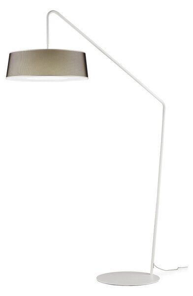 Lampada piantana da TERRA Struttura in acciaio verniciato Bianco TALLIN Dimensioni 135xh 208 cm - 12,5 kg Paralume in Tessuto Microrete nera � 50 x h 19cm