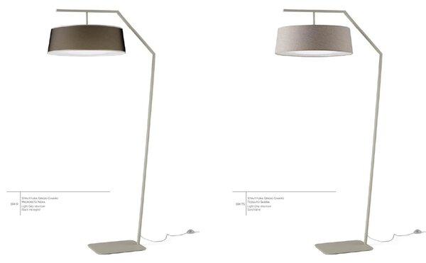 Lampada piantana da Terra Struttura in acciaio verniciato Grigio Chiaro URBAN Dimensioni 87xh 188 cm - 10,5 kg Paralume orientabile in colore sabbia